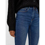 PIECES Damen Jeans PCHIGHFIVE Restudsalg Medium Blue