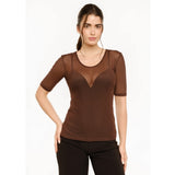 Liberté LIBERTÉ Damen T-Shirt MESH DOT T-shirt Dark Brown