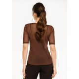 Liberté LIBERTÉ Damen T-Shirt MESH DOT T-shirt Dark Brown