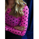 Liberté LIBERTÉ Damen bluse MESH Blouse PINK BLACK FLOCK HEART