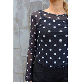 Liberté LIBERTÉ Damen bluse MESH Blouse BLACK WHITE BIG DOT