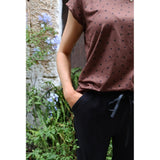 Liberté Liberté Damen t-shirt 9581 ALMA T-shirt BROWN BLACK HEART
