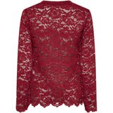 MARTA DU CHATEAU Marta du Chateau Damen Langarm-Spitzen-T-Shirt MdcMilley 7707 LS Tee Bordeaux
