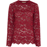 MARTA DU CHATEAU Marta du Chateau Damen Langarm-Spitzen-T-Shirt MdcMilley 7707 LS Tee Bordeaux