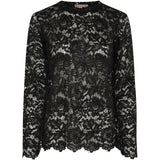 MARTA DU CHATEAU Marta du Chateau Damen Langarm-Spitzen-T-Shirt MdcMilley 7707 LS Tee Black