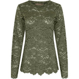 MARTA DU CHATEAU Marta du Chateau Damen Langarm-Spitzen-T-Shirt MdcMilley 7707 LS Tee Militairy