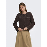 ONLY ONLY Damen Cardigan ONLMiggie Knit Coffee Bean Melange/Silver Metal Pearl
