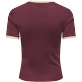 ONLY ONLY Damen T-Shirt ONLBINA T-shirt Windsor Wine Biscotfi contrast
