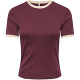 ONLY ONLY Damen T-Shirt ONLBINA T-shirt Windsor Wine Biscotfi contrast