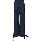 PIECES PIECES dame jeans PCOFELIA Jeans Medium Blue Denim Black satin bow