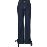 PIECES PIECES dame jeans PCOFELIA Jeans Medium Blue Denim Black satin bow
