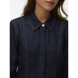Vero Moda VERO MODA Damen Hemd AWEVERLYN Shirt Dark Blue Denim