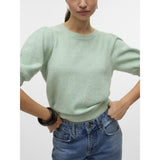 Vero Moda VERO MODA Damen Pullover VMDoffy Knit Birds Egg Green MELANGE