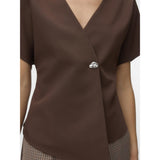 Vero Moda VERO MODA Damen Top VMSONJA Top Chocolate Martini SILVER BUTTON