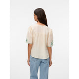 Vero Moda VERO MODA Damen Bluse VMBRIDGET Blouse Birch BOSPHORUS EMB.