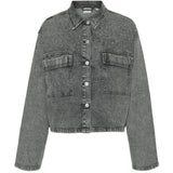 Vero Moda VERO MODA Damenbluse VMELLAS Shirt Light Grey Denim STUDS