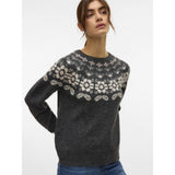Vero Moda Vero Moda Damenstrick VMSIMONE Knit Dark Grey Melange Detail:W. BIRCH + ROSE