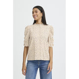 b.young B.YOUNG Damen Hemd BYGABRIA Shirt BYMINI FLOWER OYSTER GRAY