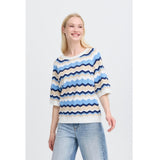 b.young B.YOUNG Damenstrick BYMMORLA Knit DELLA ROBBIA BLUE ZIG ZAG