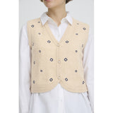 b.young B.YOUNG Damenweste BYNADIKA Vest OYSTER GRAY GEOMETRIC EMB