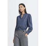 b.young B.Young Damen bluse BYXKANTI Restudsalg Mid Blue Denim