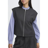 b.young B.Young Damen weste BYXDAYO Vest dark grey pinstripes