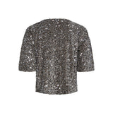 PIECES Damen Top PCKAM Restudsalg Morel Silver sequins