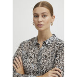 ICHI ICHI Damen Shirt IHCHIFFY Restudsalg Sandshell Black Leo