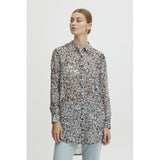 ICHI ICHI Damen Shirt IHCHIFFY Restudsalg Sandshell Black Leo