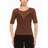 Liberté LIBERTÉ Damen T-Shirt MESH T-shirt Dark Brown