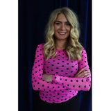 Liberté LIBERTÉ Damen bluse MESH Blouse PINK BLACK FLOCK HEART