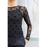 Liberté LIBERTÉ Damen bluse MESH Blouse BLACK BIG FLOCK DOT