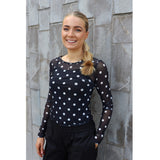 Liberté LIBERTÉ Damen bluse MESH Blouse BLACK WHITE BIG DOT