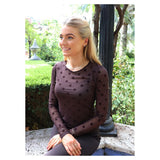 Liberté LIBERTÉ Damen bluse MESH Blouse DARK BROWN BIG FLOCK DOT