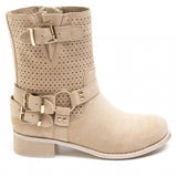 SHOES Malou Damen BikerStiefel 9636A Restudsalg Beige