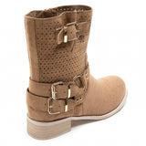 SHOES Malou Damen BikerStiefel 9636A Restudsalg Camel