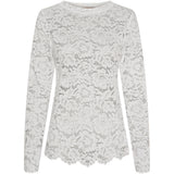 MARTA DU CHATEAU Marta du Chateau Damen Langarm-Spitzen-T-Shirt MdcMilley 7707 LS Tee White