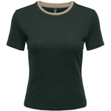 ONLY ONLY Damen T-Shirt ONLBINA T-shirt Scarab Biscotfi contrast