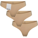 PIECES PIECES Damen 3er-Pack String PCNAMEE Underwear Nude
