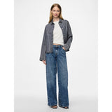 PIECES PIECES Damen Hemd PCSIFFI Restudsalg Grey Denim RHINESTONE