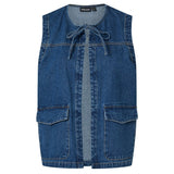 PIECES PIECES Damen Weste PCFENNA Restudsalg Dark Blue Denim