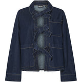PIECES PIECES dame skjorte PCOFELIA Shirt Medium Blue Denim Black satin bow