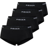 PIECES Pieces Damen Hipster PCLOGO LADY 4er-Pack Underwear Black