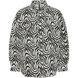 PIECES Pieces denim skjorte PCNURSEL Restudsalg Bright White Black Zebra