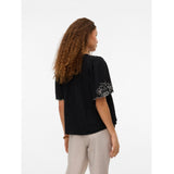 Vero Moda VERO MODA Damen Bluse VMBRIDGET Blouse Black CLOUD DANCER EMB.
