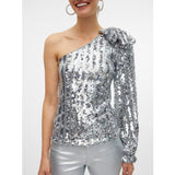 Vero Moda VERO MODA Damenbluse VMEFI Restudsalg Silver Colour
