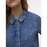 Vero Moda VERO MODA Damenhemd VMDIONNE Shirt Medium Blue Denim HEART