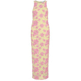 VILA VILA Damen Kleid VISAIL Dress Pastel Yellow PINK FLOWERS