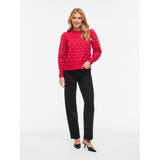 VILA VILA Damen Strick VIDOTTIE Blouse Jazzy CARMINE ROSE DOTS