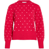 VILA VILA Damen Strick VIDOTTIE Blouse Jazzy CARMINE ROSE DOTS